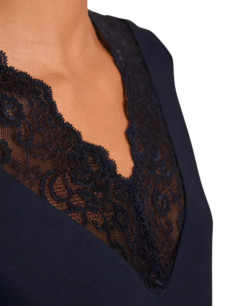 31458 #339 Navy Elegant Dreams Lace Modal Nightshirt