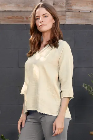 3/4 Sleeve Split Neck Top
