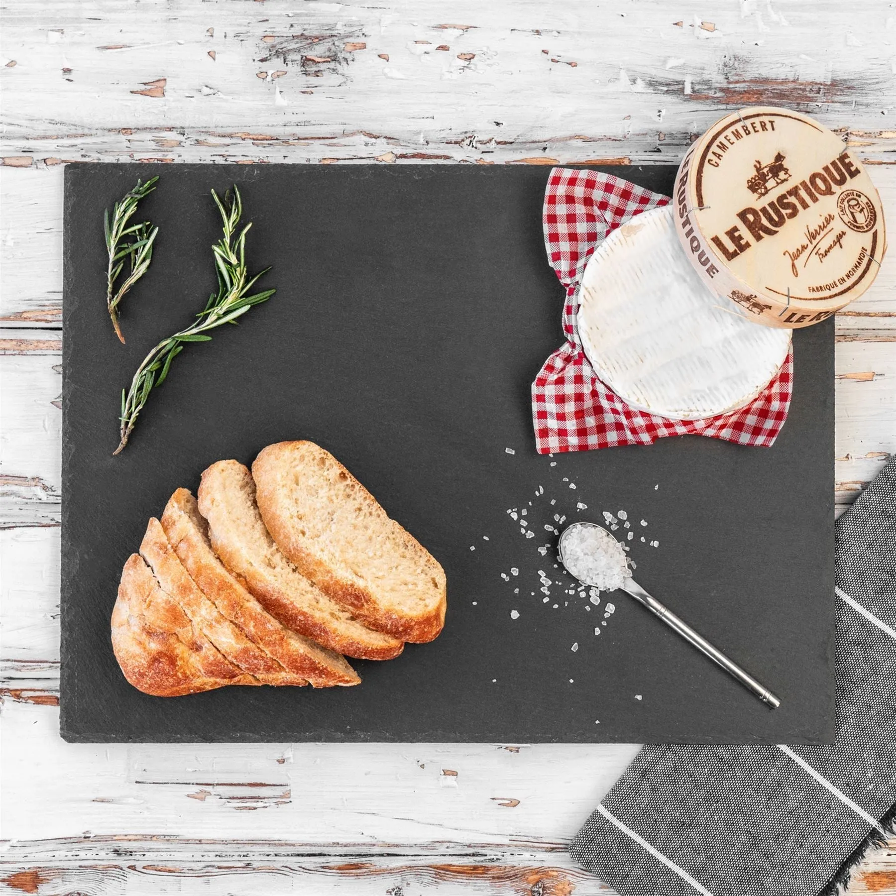 40cm x 30cm Black Rectangle Slate Serving Platter - By Argon Tableware