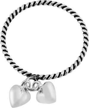 AeraVida Adorable Twin Hearts Dangle Twisted Band .925 Sterling Silver Ring | Cute Wedding Rings for Women | Chic Comfort Fit Silver Ring for Women | Love Symbol | Sizes 6-10 AeraVida Adorable Twin Hearts Dangle Twisted Band .925 Sterling Silver Ring | Cute Wedding Rings for Women | Chic Comfort Fit Silver Ring for Women | Love Symbol | Sizes 6-10