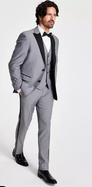 Alfani Mens Slim Fit Stretch Tuxedo Pants Light Grey 30 x 30