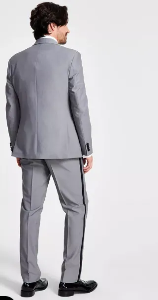 Alfani Mens Slim Fit Stretch Tuxedo Pants Light Grey 30 x 30