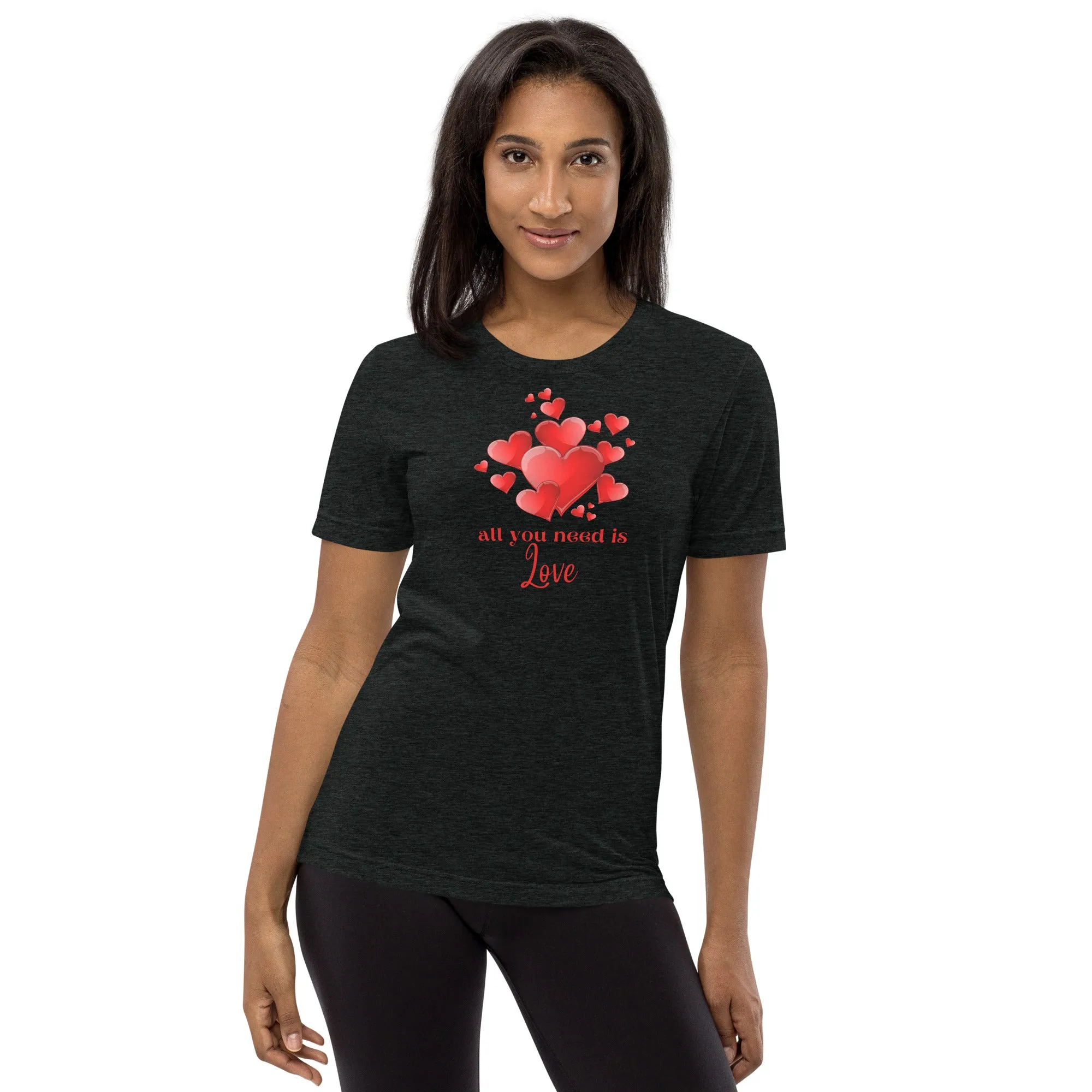 All You Need is Love - Short sleeve t-shirt, hearts, soft t-shirt, comfy t-shirt