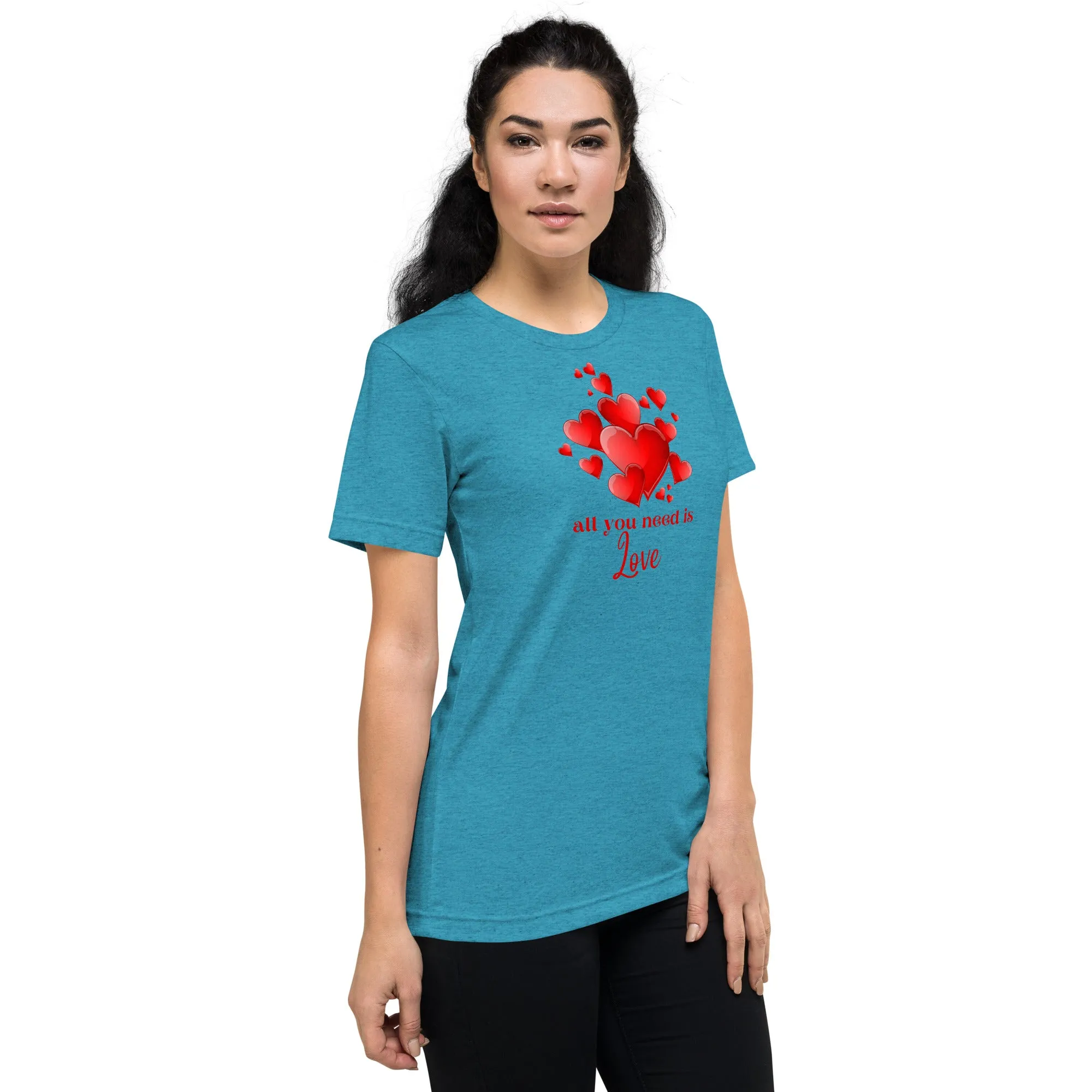 All You Need is Love - Short sleeve t-shirt, hearts, soft t-shirt, comfy t-shirt