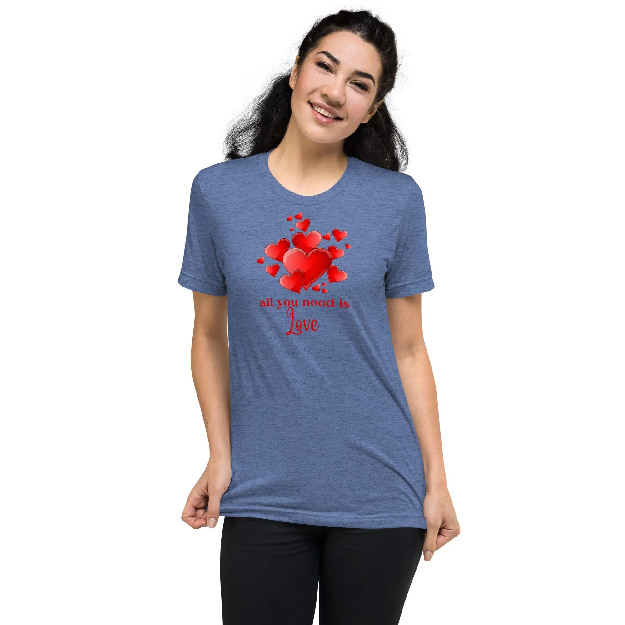 All You Need is Love - Short sleeve t-shirt, hearts, soft t-shirt, comfy t-shirt