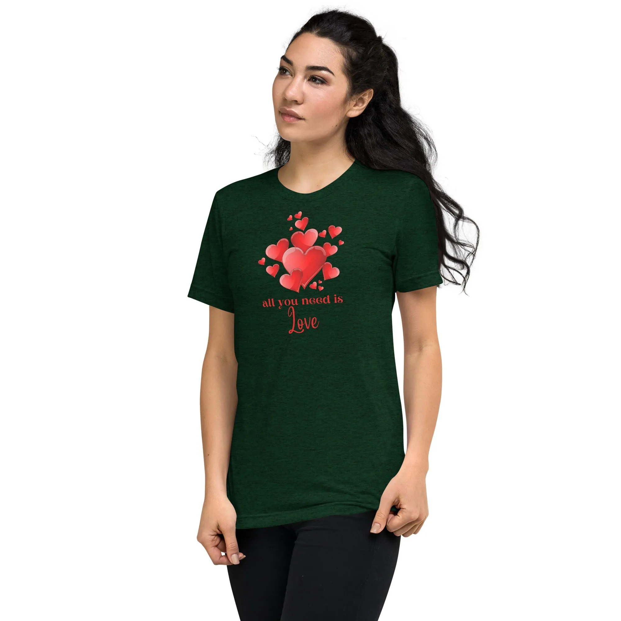 All You Need is Love - Short sleeve t-shirt, hearts, soft t-shirt, comfy t-shirt