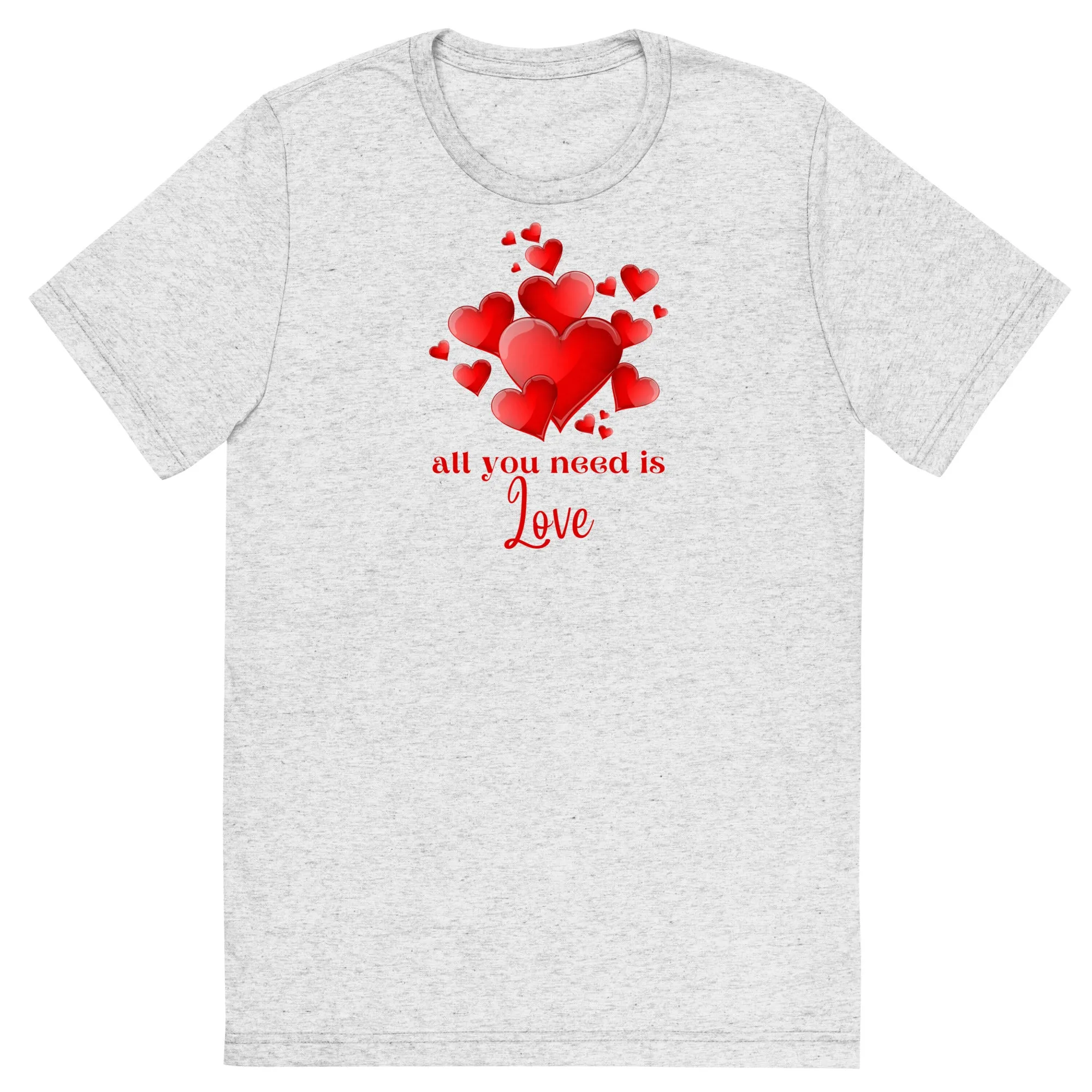 All You Need is Love - Short sleeve t-shirt, hearts, soft t-shirt, comfy t-shirt