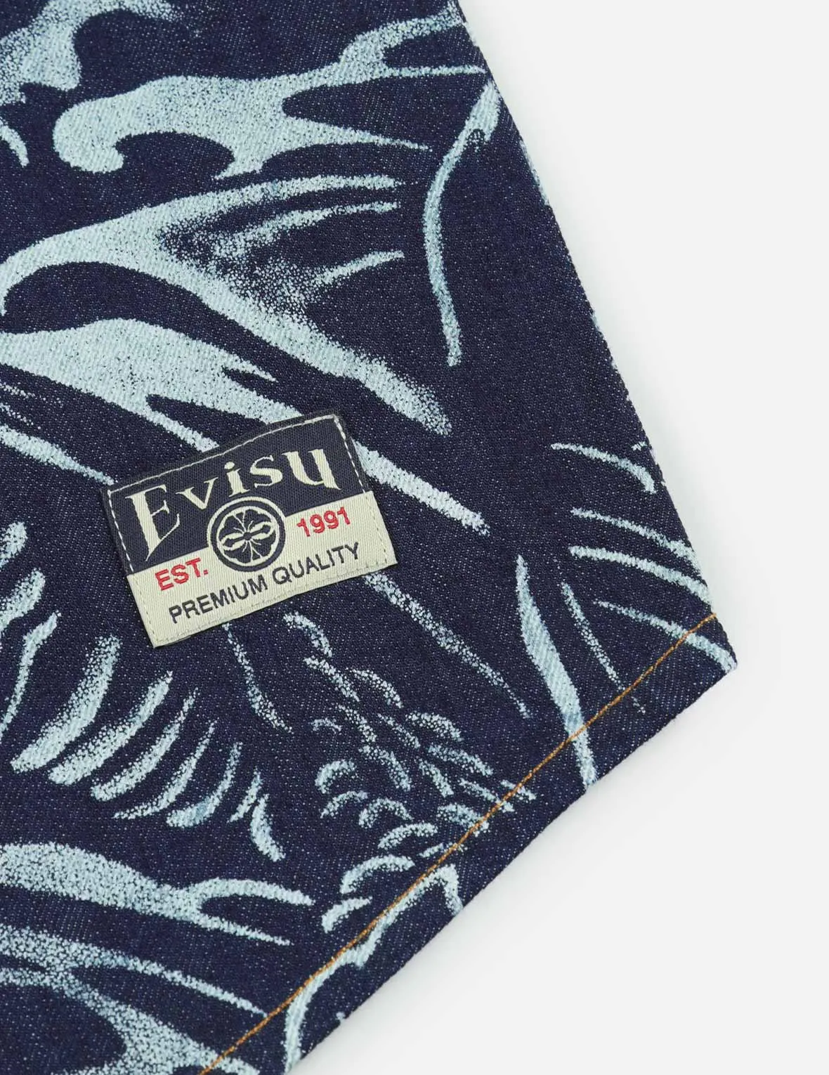 Allover Seagull and Carp Extracted Print Loose Fit Denim Shirt