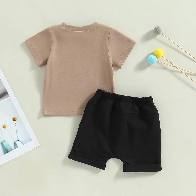 Baby Boy Casual Letter Print T-Shirt and Shorts Set