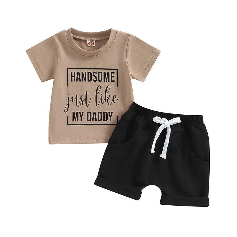 Baby Boy Casual Letter Print T-Shirt and Shorts Set