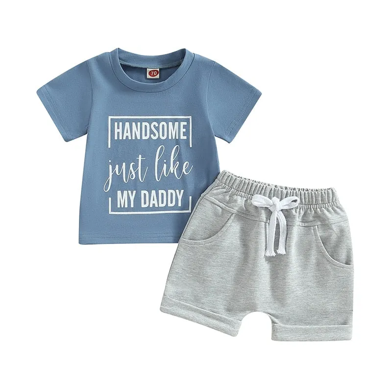 Baby Boy Casual Letter Print T-Shirt and Shorts Set