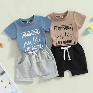 Baby Boy Casual Letter Print T-Shirt and Shorts Set
