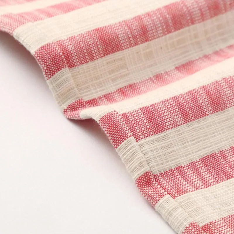 BACKWOODS | Men's Casual Cotton Linen Stripe Elastic Waist Straight Shorts