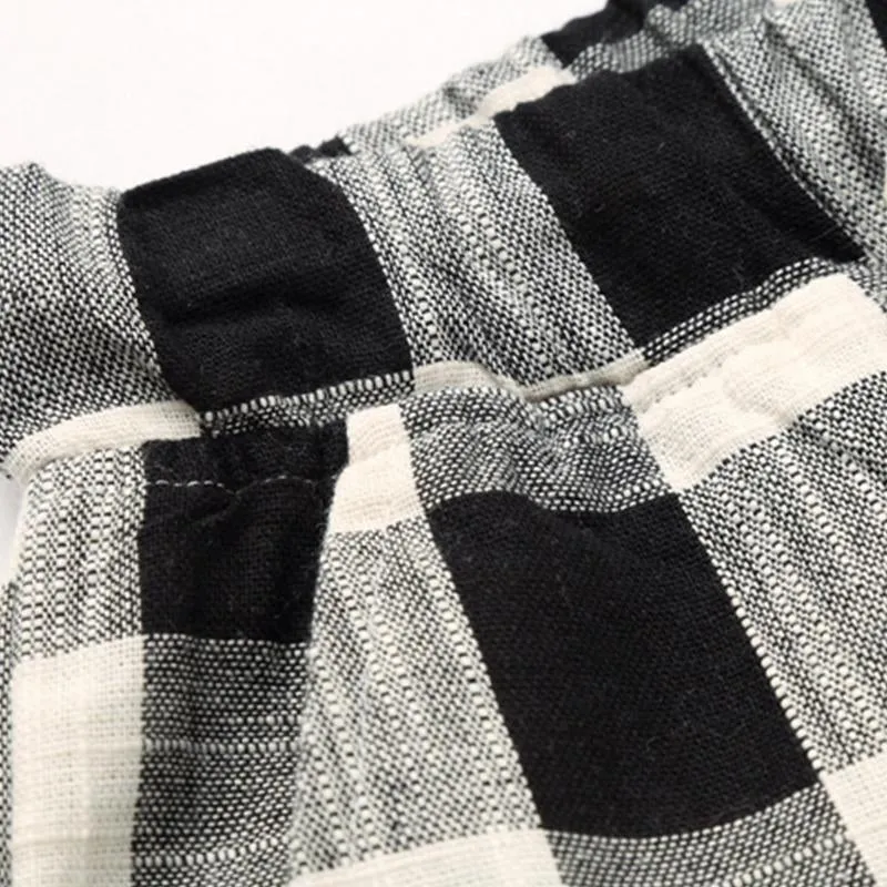 BACKWOODS | Men's Casual Cotton Linen Stripe Elastic Waist Straight Shorts