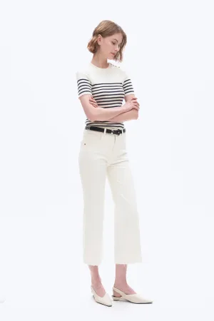 Bayeas High Rise Wide Leg Raw Hem Pant
