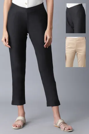 Beige And Black Slim Pants Combo
