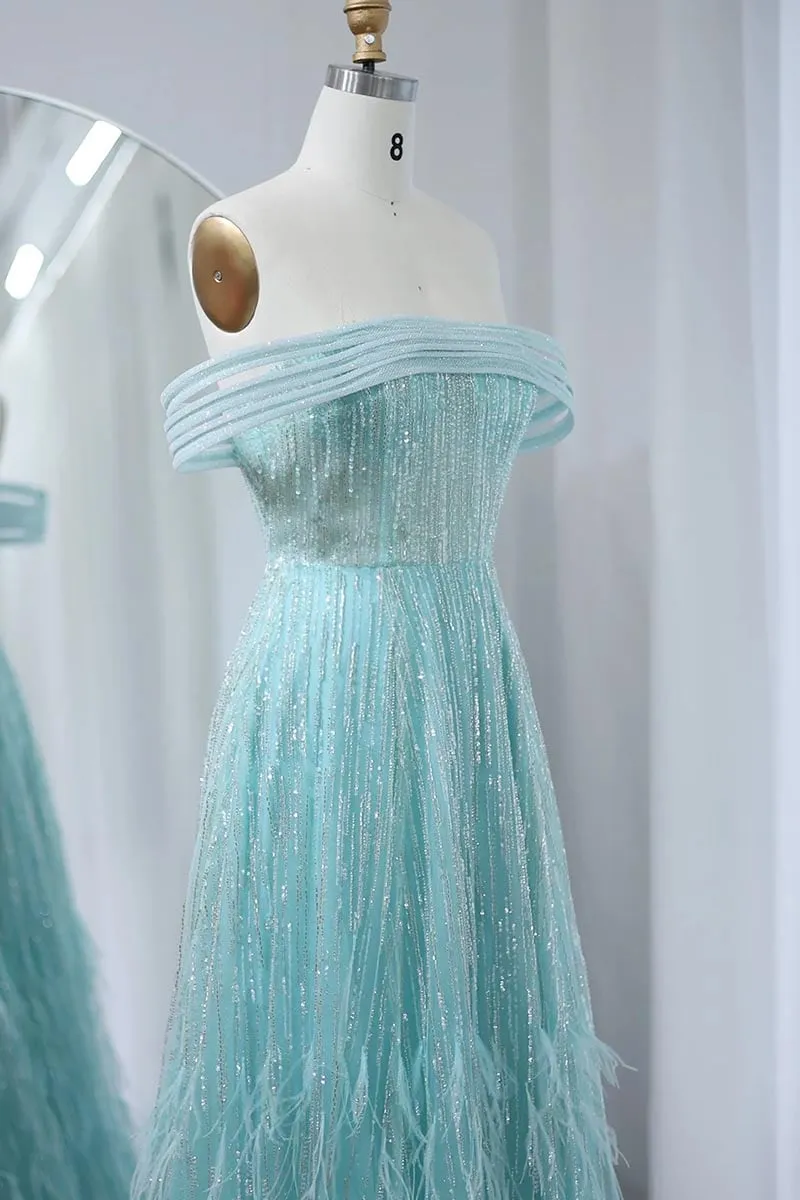Bella Off-the-Shoulder Graceful Beaded Maxi Dress