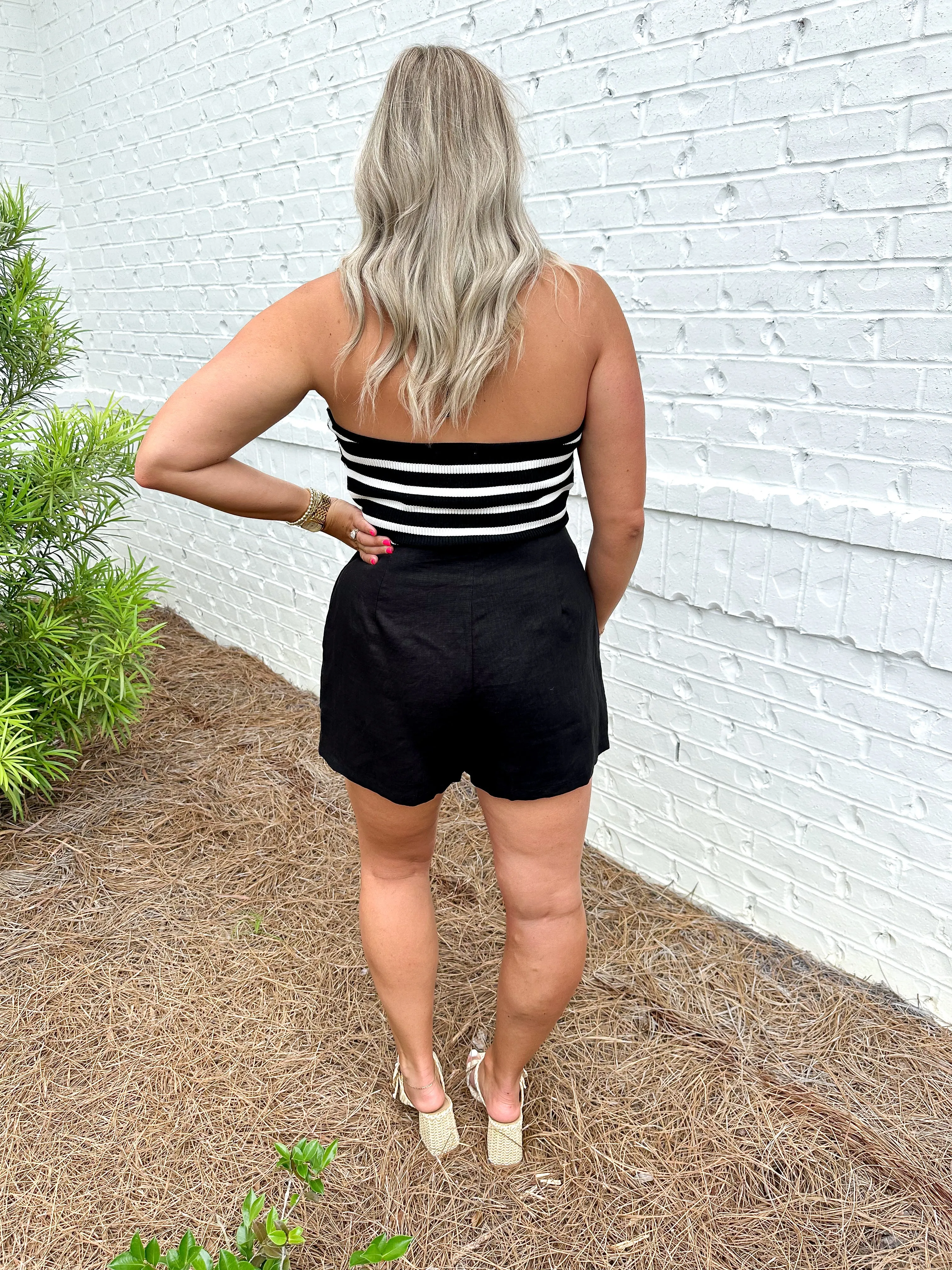 Black Linen Shorts