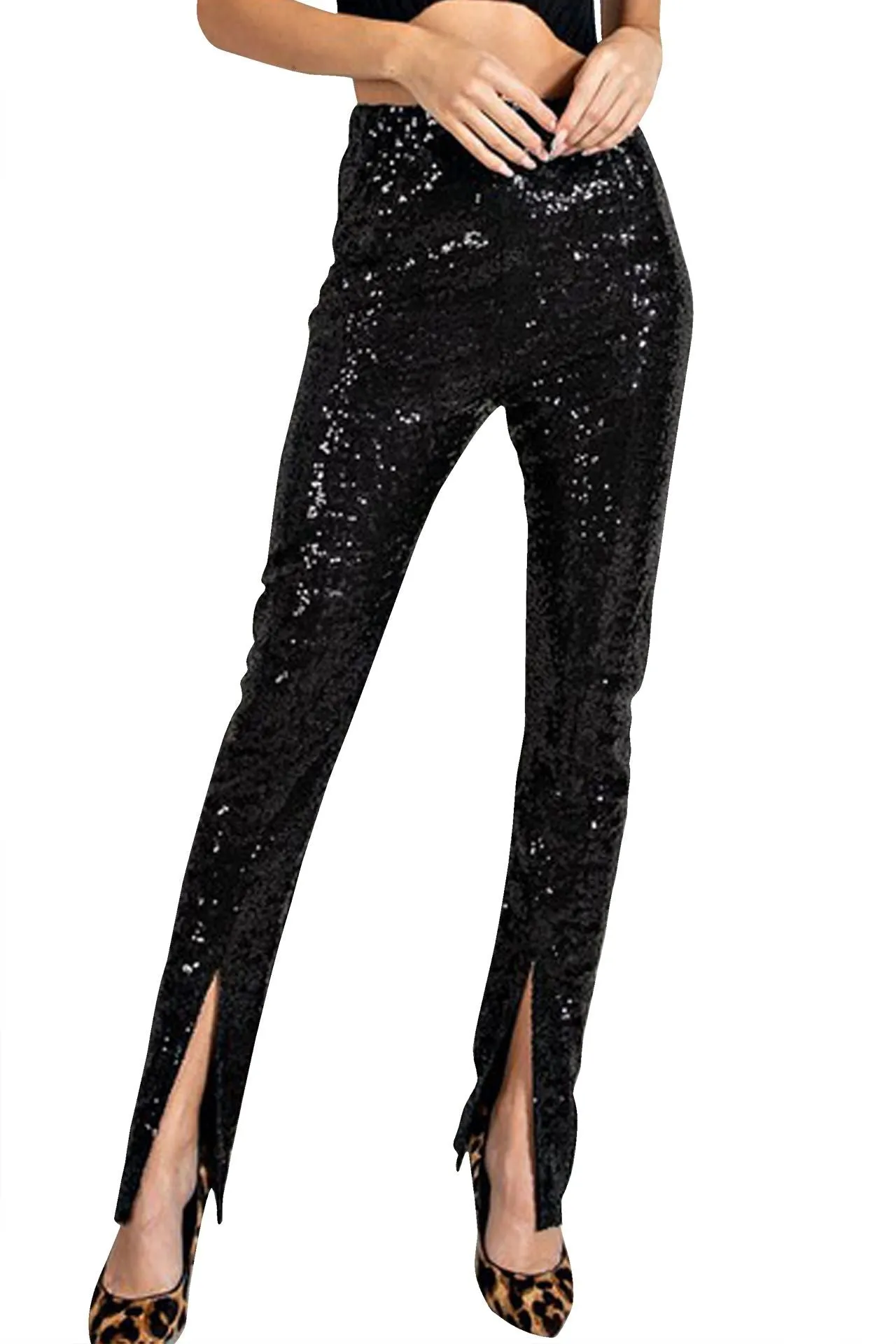 Black Sequin Pants For Women