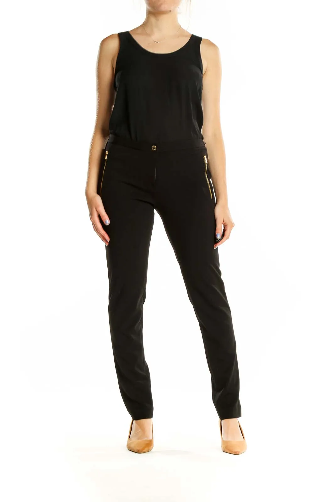 Black Sleek Straight-Leg Pants