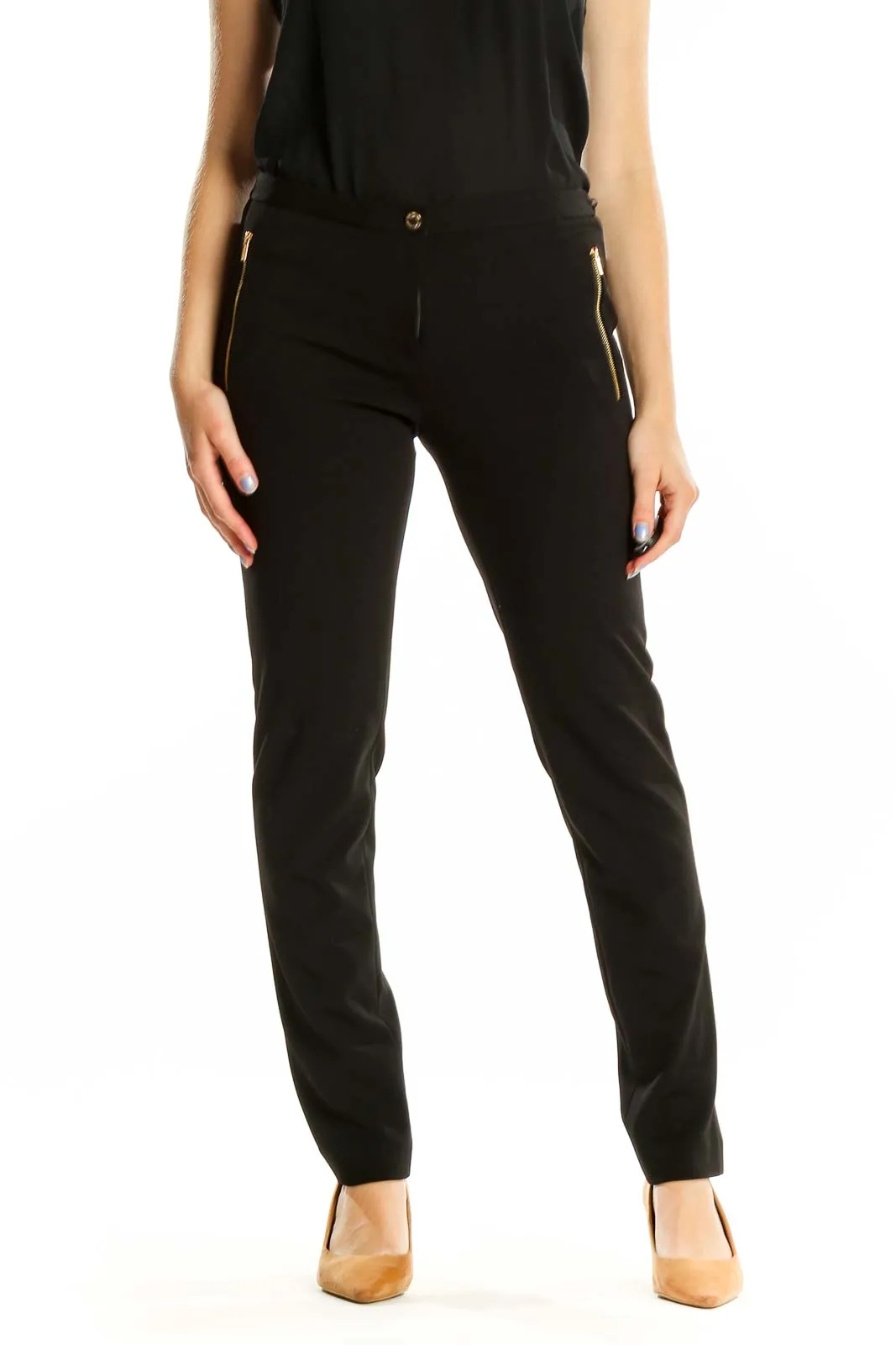 Black Sleek Straight-Leg Pants