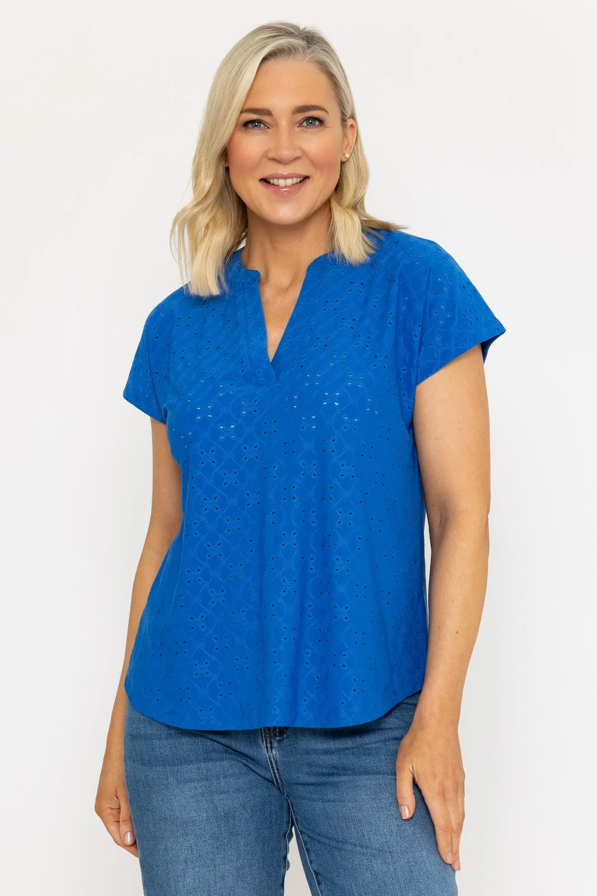 Blue Short Sleeve Jersey Top