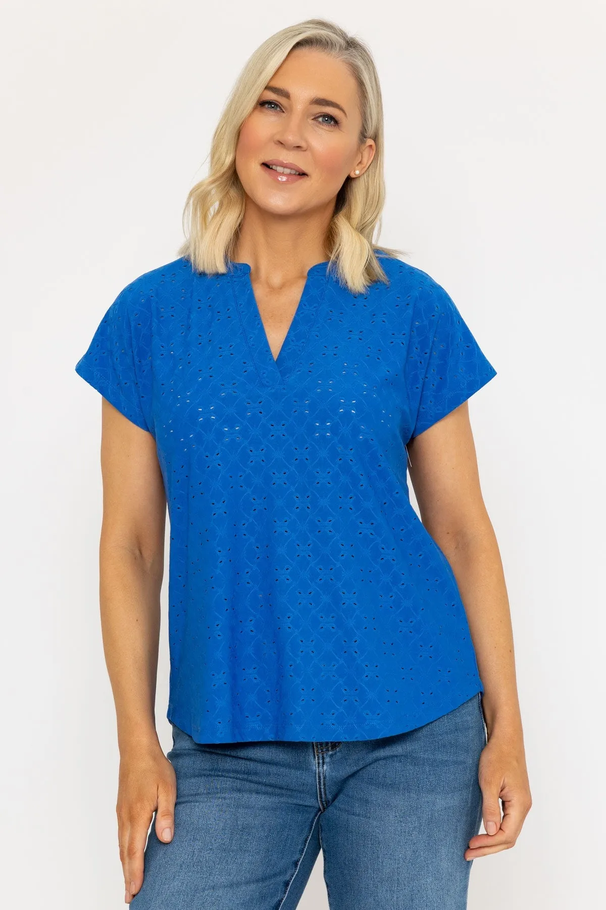Blue Short Sleeve Jersey Top