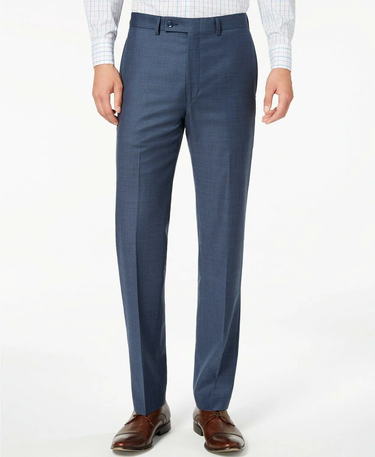 Calvin Klein Men's Slim Fit Wool Blend Stretch Dress Pants Blue Neat 36x30