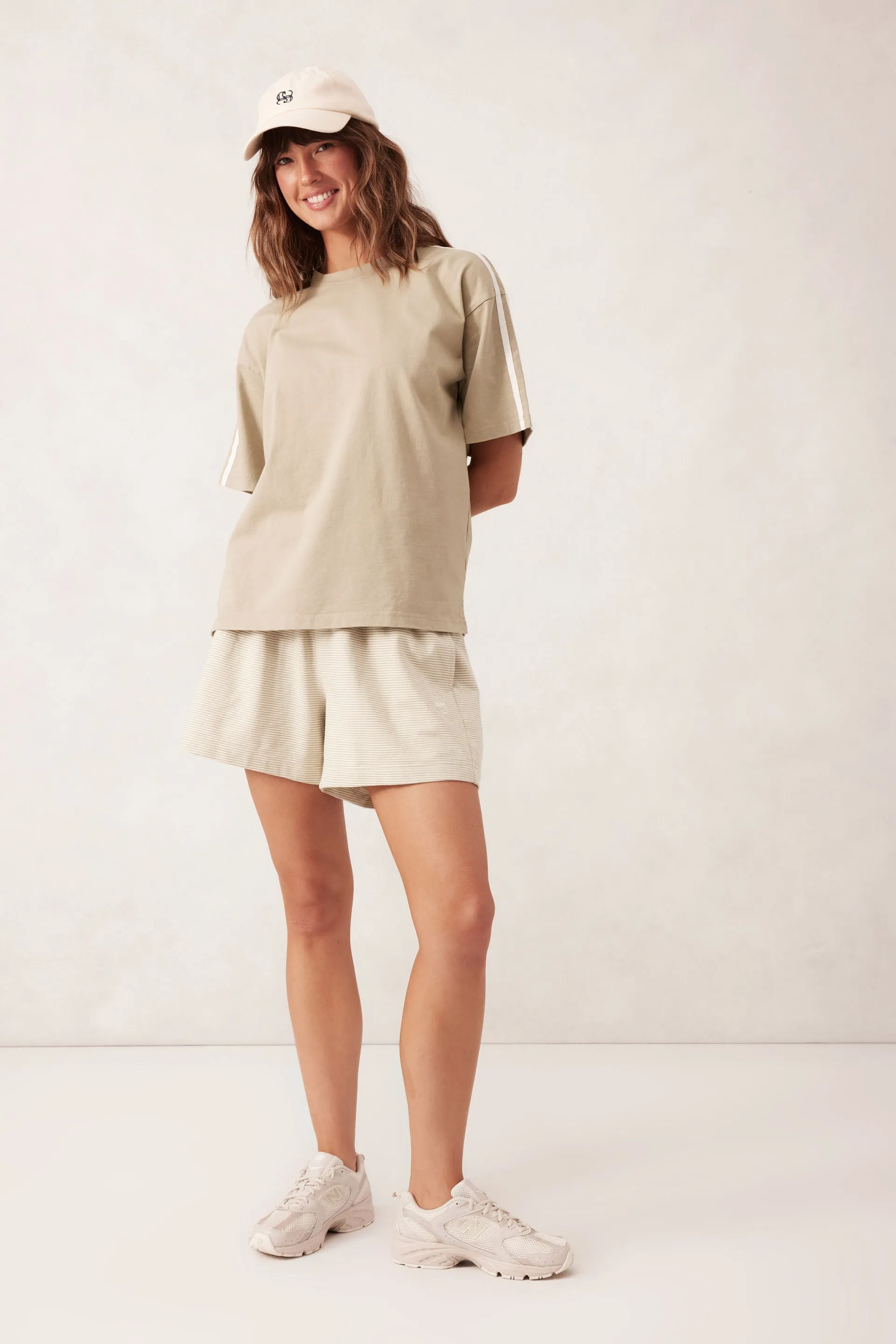 Ceres Life Sporty Tape Tee - Matcha Fresh Ecru Tape