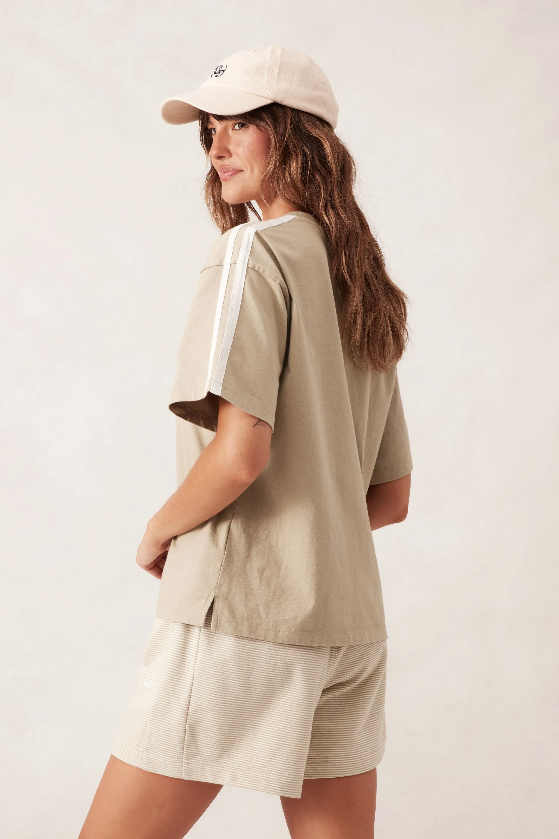 Ceres Life Sporty Tape Tee - Matcha Fresh Ecru Tape