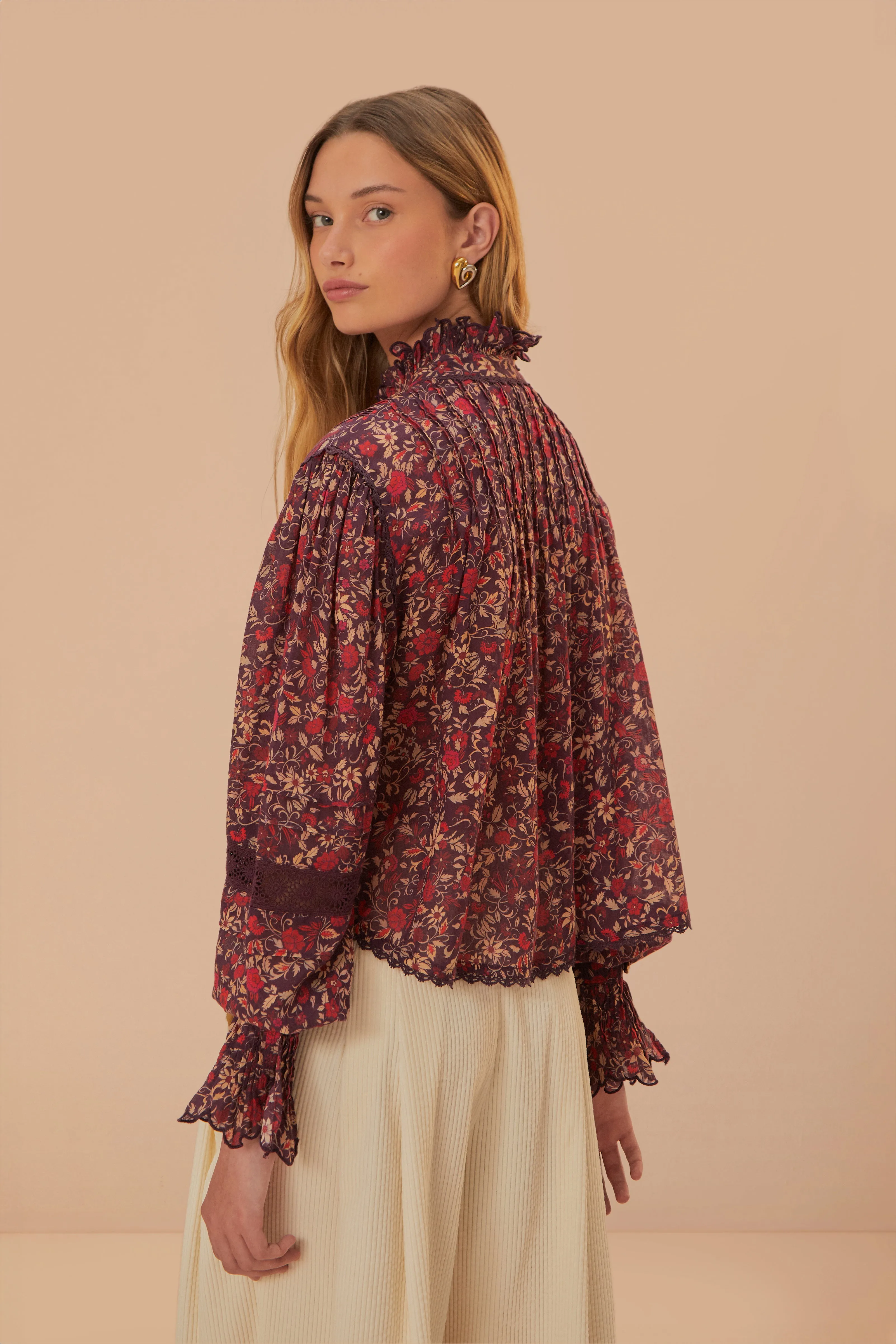 Chelsea Garden Purple Long Sleeve Blouse