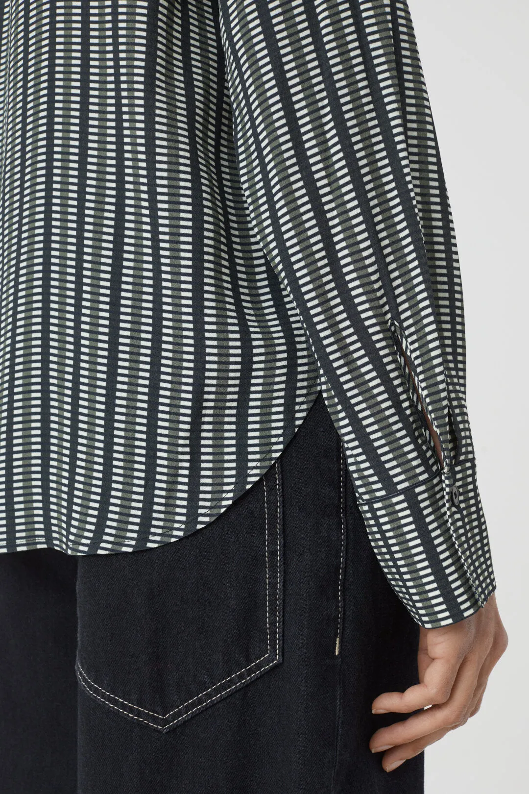 CLOSED WOMENS VISCOSE CREPE BLOUSE - INDUSTRIAL GREEN