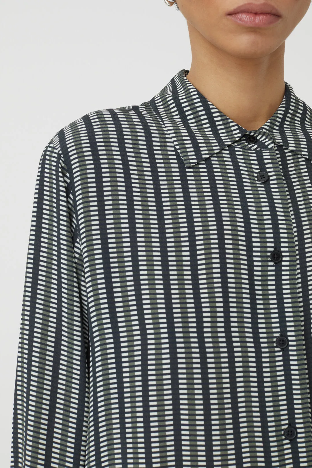 CLOSED WOMENS VISCOSE CREPE BLOUSE - INDUSTRIAL GREEN