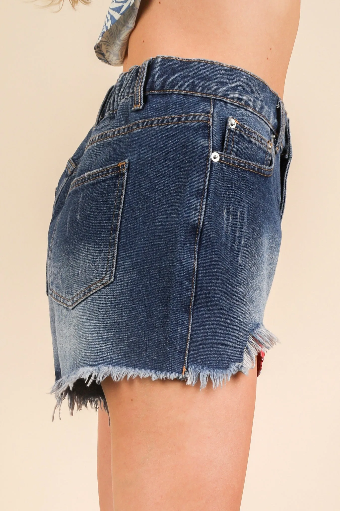 Contrast Jean Shorts