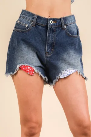 Contrast Jean Shorts