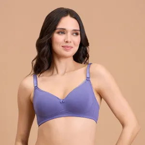 Cotton Deep Neck Non Padded Non Wired Bra with Low Back-NYB391-D.Purple