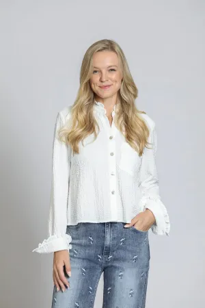 CROPPED CHECK SHIRT W/ RUFFLE DETAIL