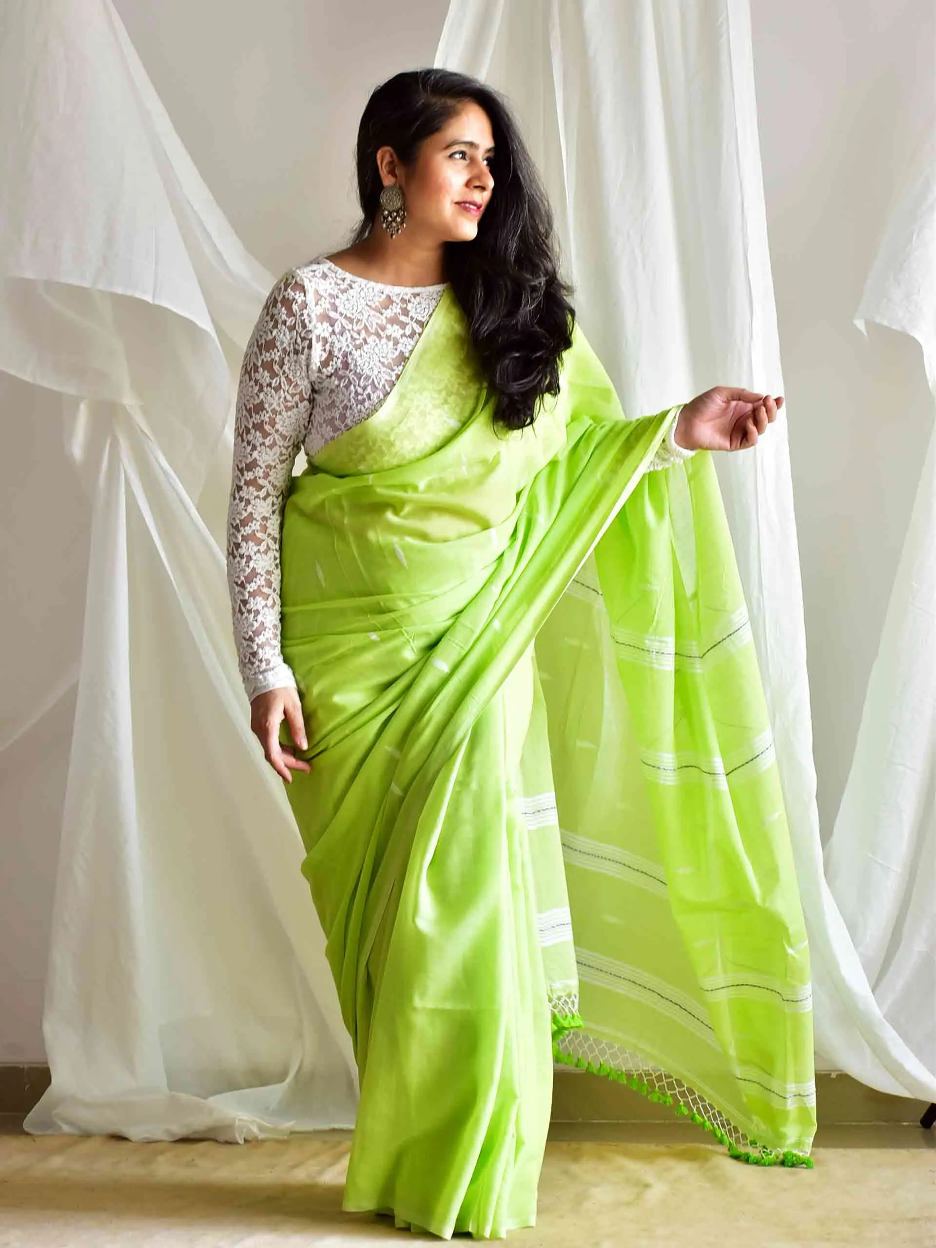 dhara - handloom Jamdani mul cotton saree