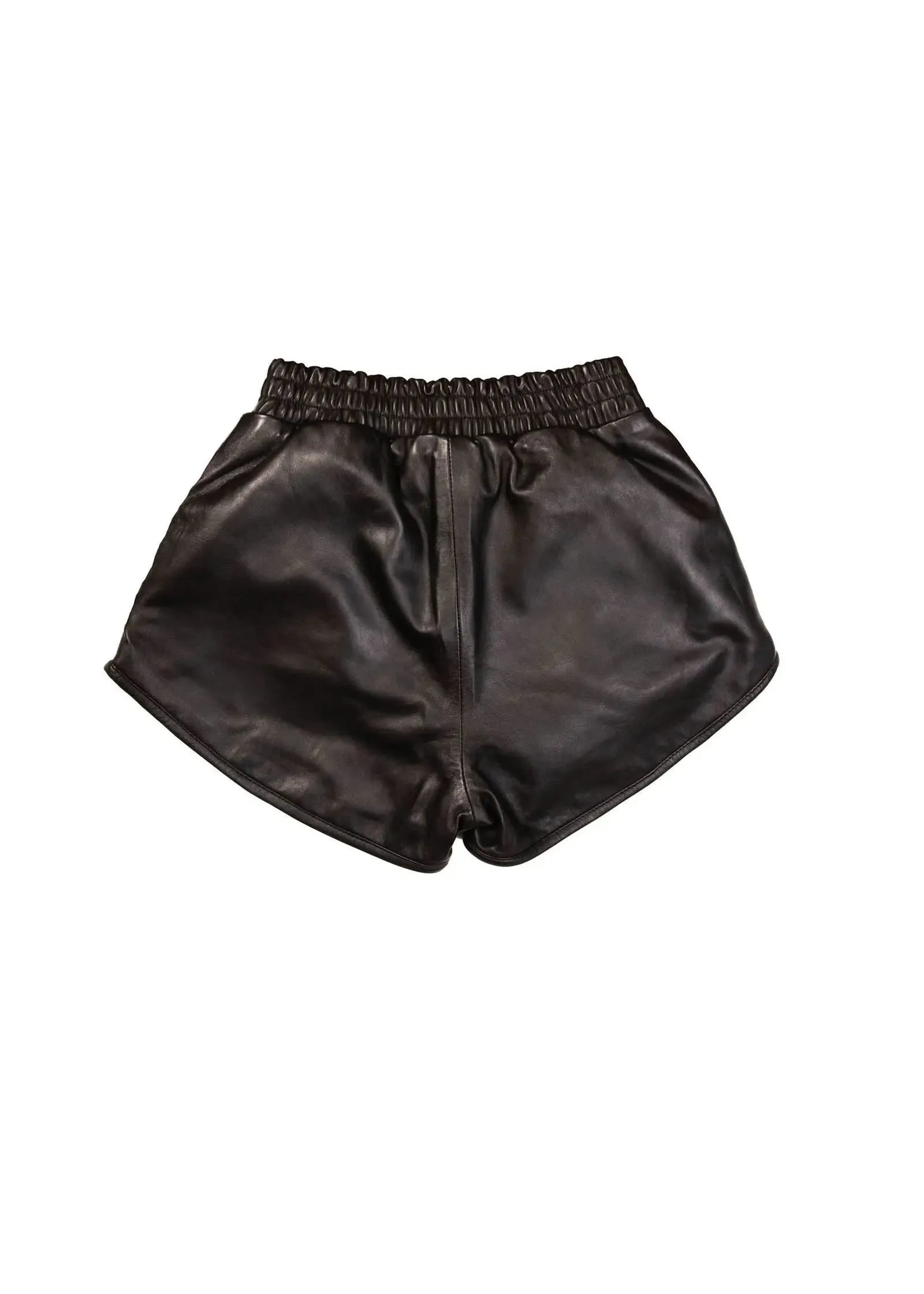 Elegant High Waist Genuine Lambskin Leather Shorts for Women by Fad Closet