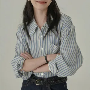 Elegant Striped Long Sleeve Blouse for Women
