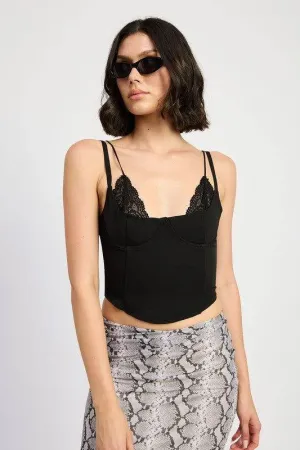 Emory Park Peekaboo Lace Corset Top