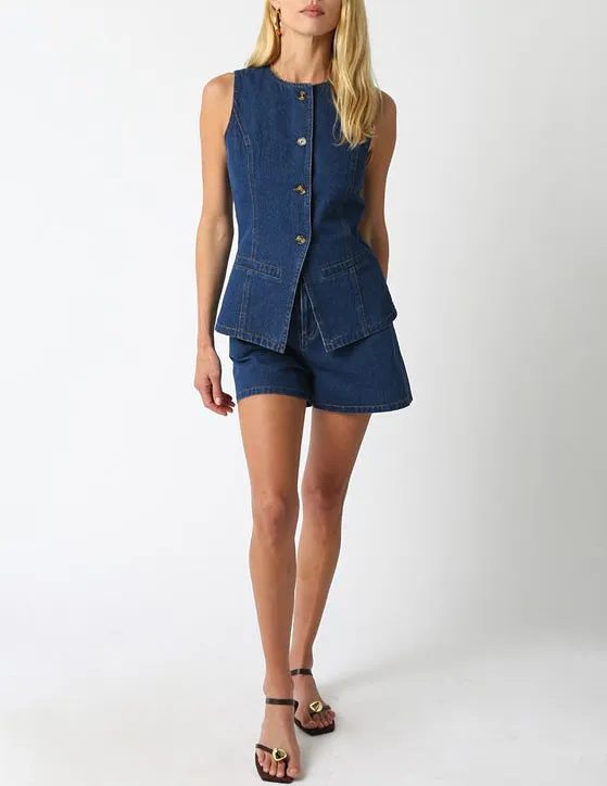 Ester Dark Denim High Rise Short