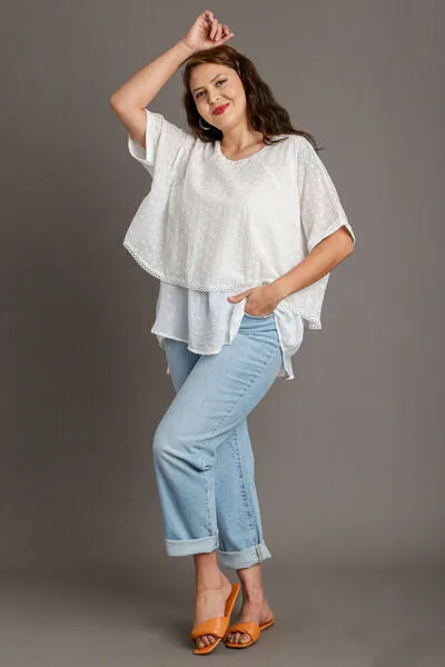 Eyelet Layered Short Sleeve Blouse