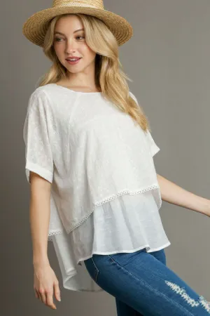Eyelet Layered Short Sleeve Blouse