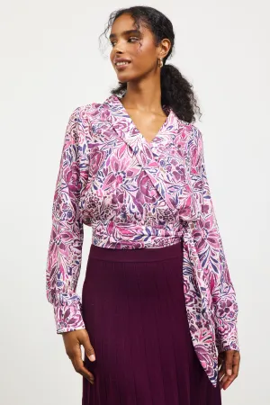 Floral Print Waist Self Tie Top