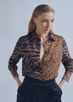Flowing animal print blouse