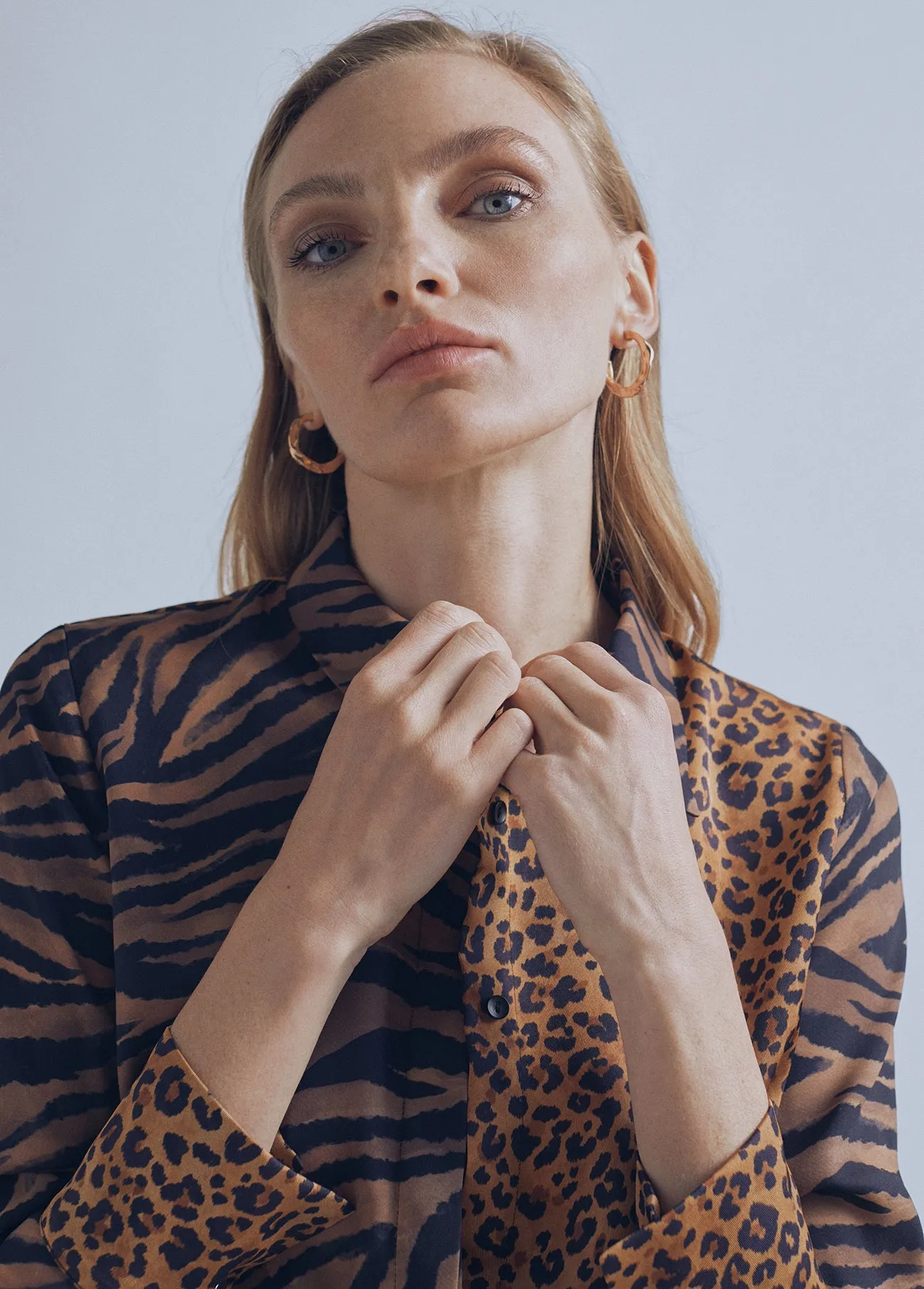 Flowing animal print blouse