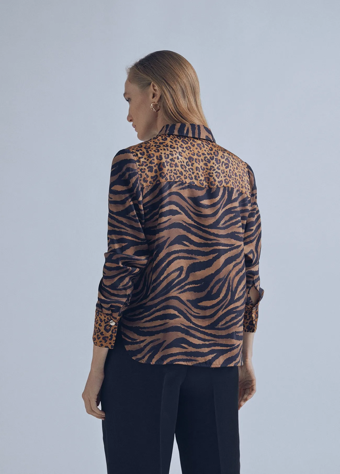 Flowing animal print blouse