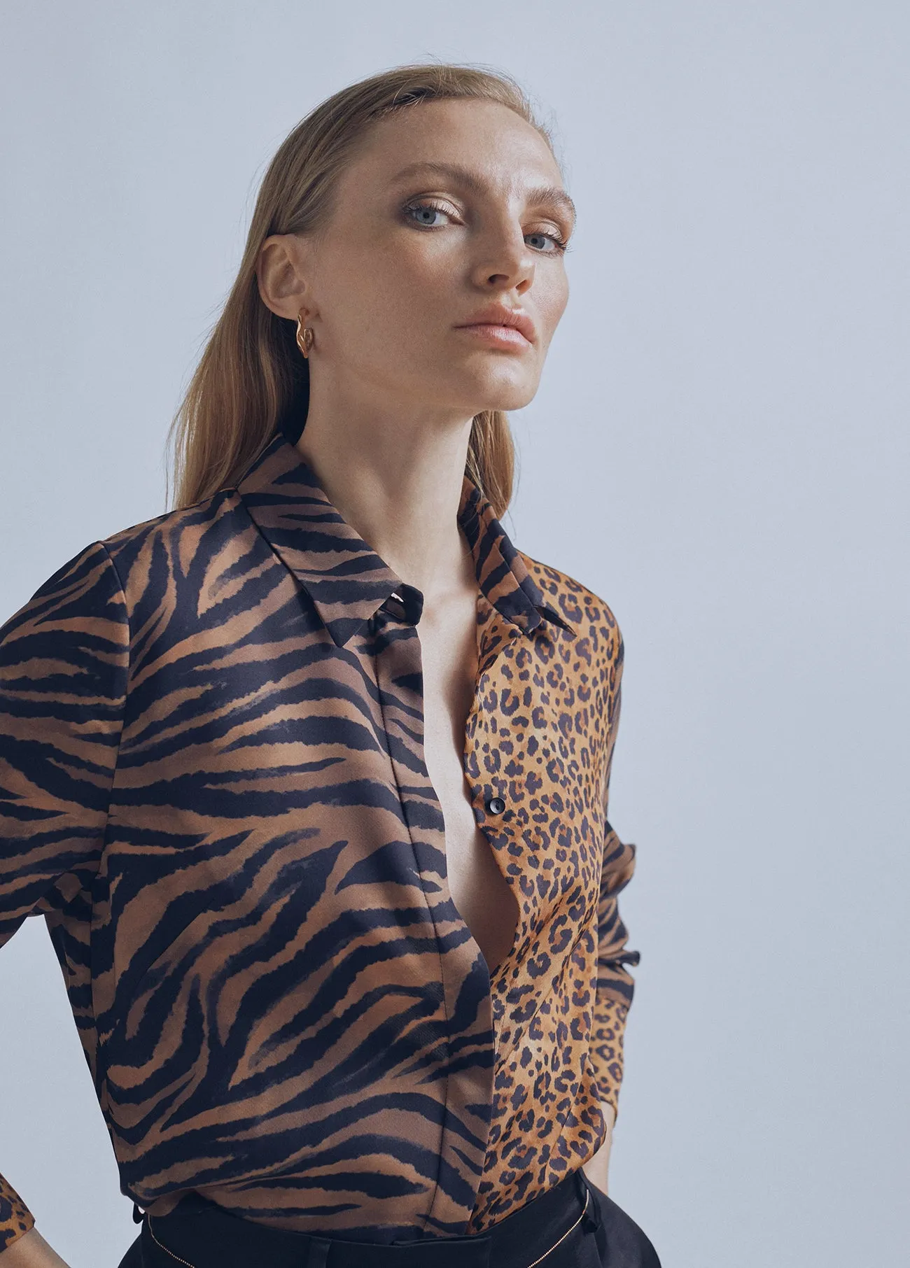 Flowing animal print blouse