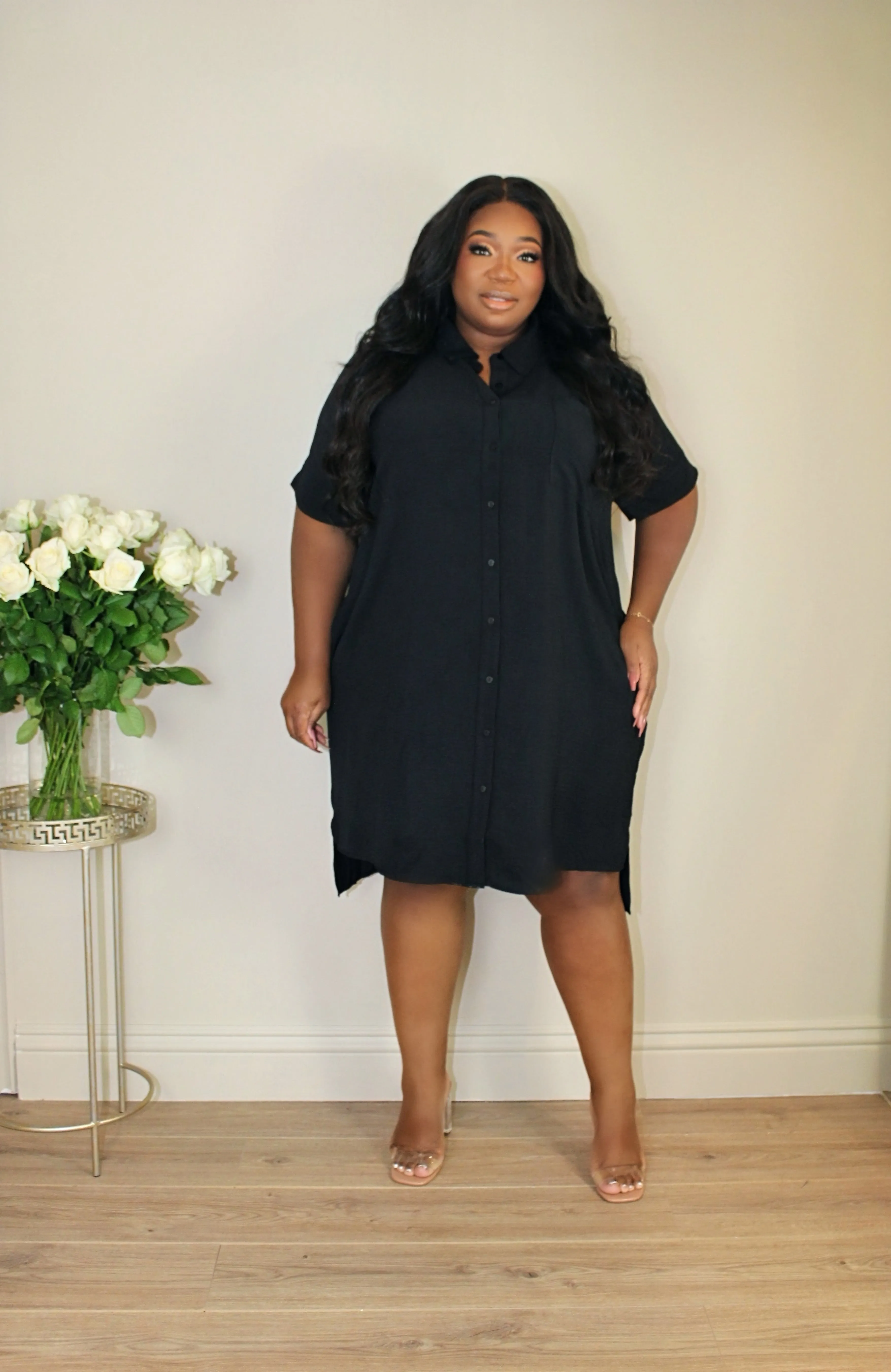 Flowing Shirt Dress | Black